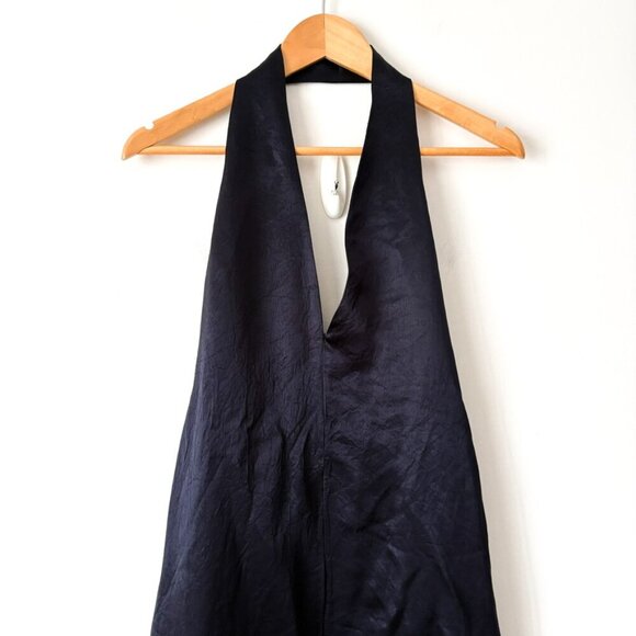 Zara ZW Collection Satin Halter Dress NWT Dark Navy Blogger Size Medium - Picture 10 of 16